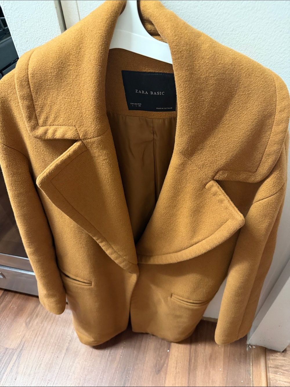 Zara Mustard Yellow Wool-Blend Pea Coat